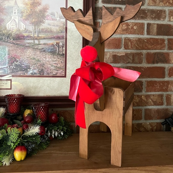 ❤️ Vintage Solid Wood Large Rednose 
Reindeer Decor - Picture 6 of 6